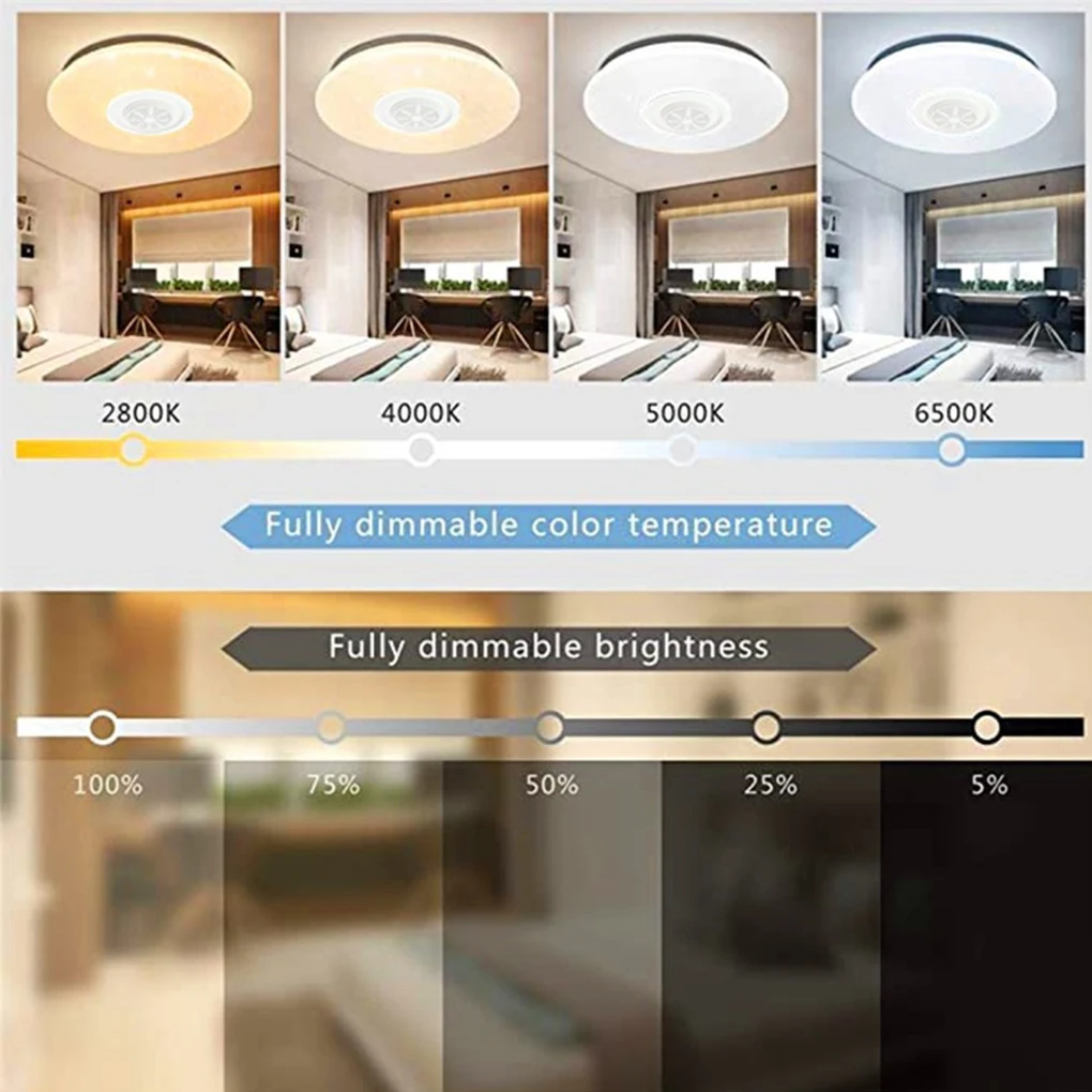 

60W RGB Dimmable Music Ceiling Lamp Remote&APP Control Ceiling Light WiFi Round Lamp For Home Bluetooth Speaker Lighting Fixture
