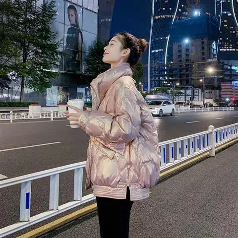 

Light down jacket women's winter Korean fashion thickened short stand collar bread jacket white down small coat
