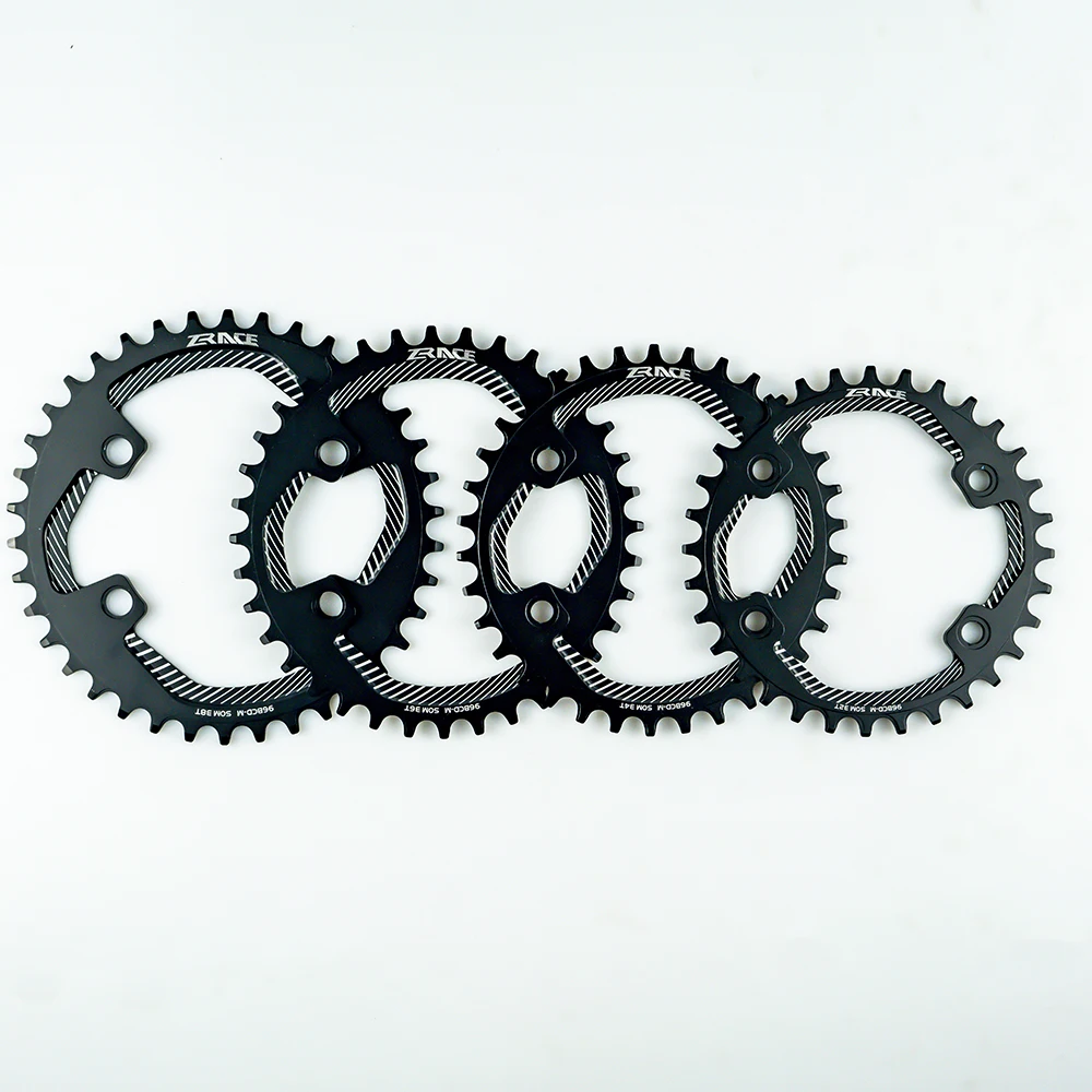 ZRACE AL7075 круглая цепь с ЧПУ MTB узкое кольцо широкими зубцами 104BCD 96BCD 32T/34T/36T/38T для