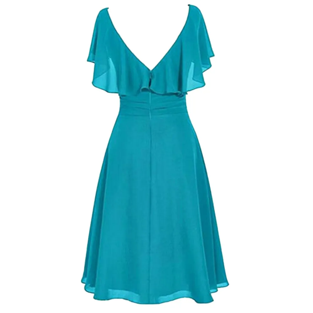 Женское длинное платье однотонное формальное подружки невесты с завышенной