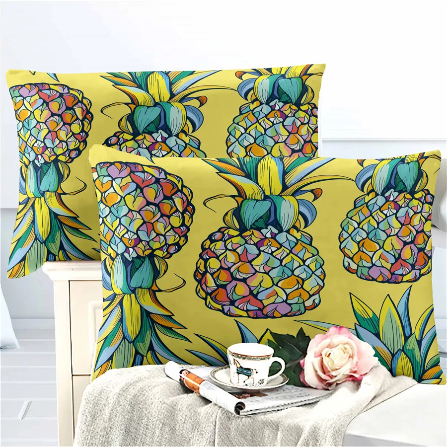 

HELENGILI 3D Bedding Set Pineapple Print Duvet cover set lifelike bedclothes with pillowcase bed set home Textiles #2-7