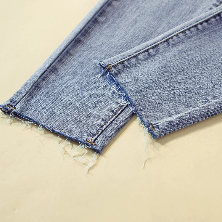 

Women's jeans 2020 summer new high waist slim was tall and thin and versatile light blue tight feet pants