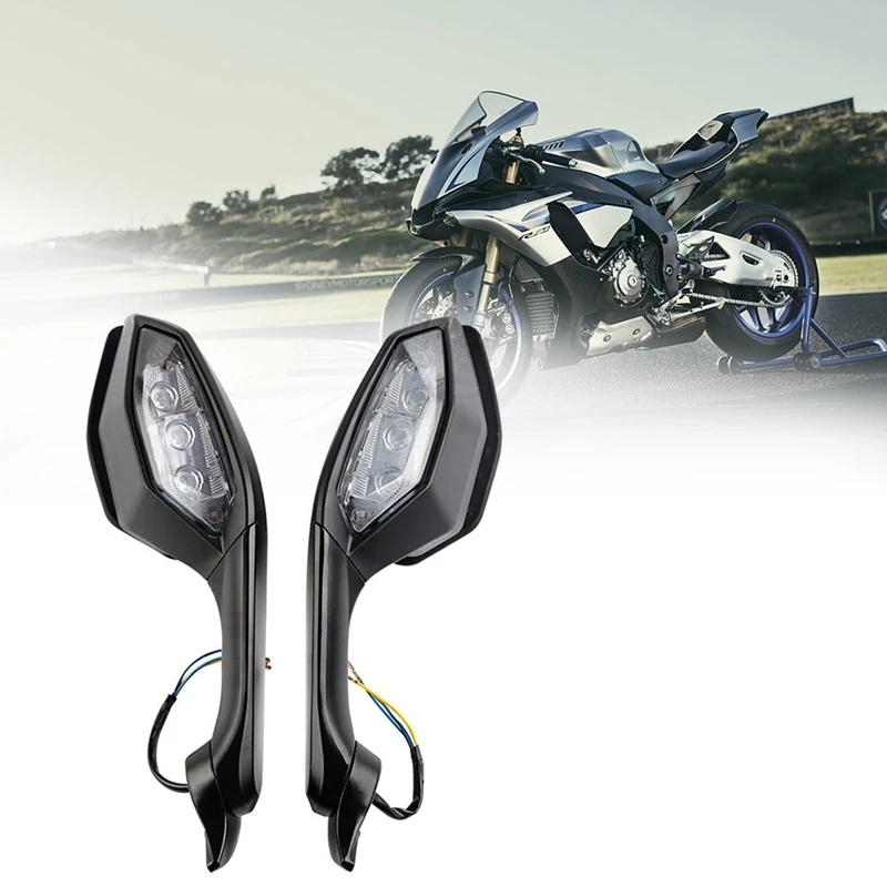 

Motorcycle Rearview Mirror LED Turn Signal Light for Yamaha YZF R6 2017-2020 YZF R1 2015-2019 Turn Signal Mirrors