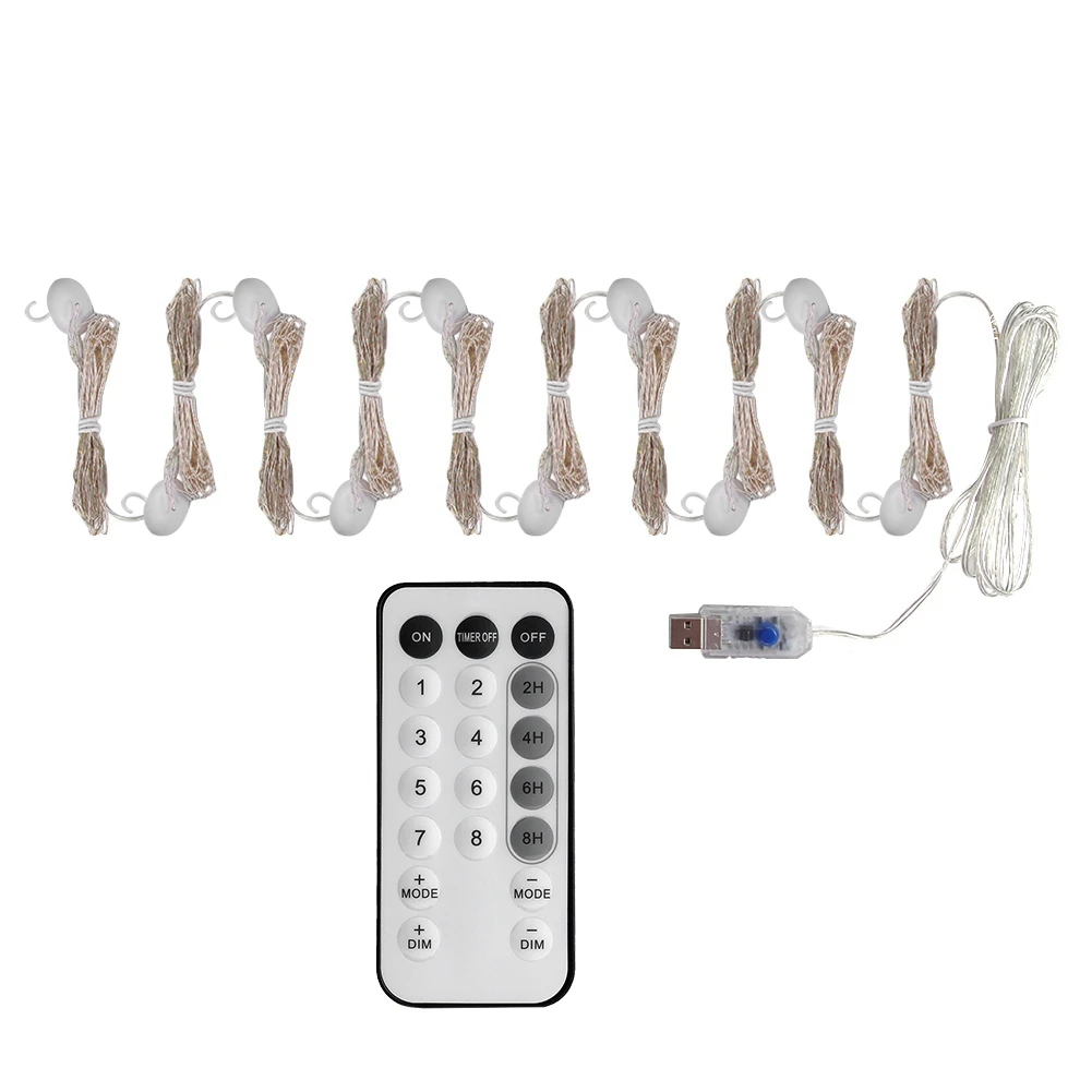 Светодиодная гирлянсветильник на батарейках медный провод 8 режимов 300