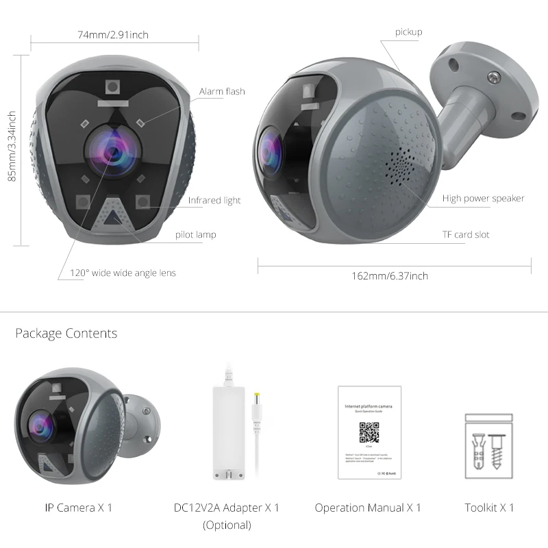 Наружная Wi-Fi Ip камера безопасности 1080p CCTV Домашняя безопасность 120 градусов широкоугольная камера видеонаблюдения ИК светодиодная мигающая сигнализация