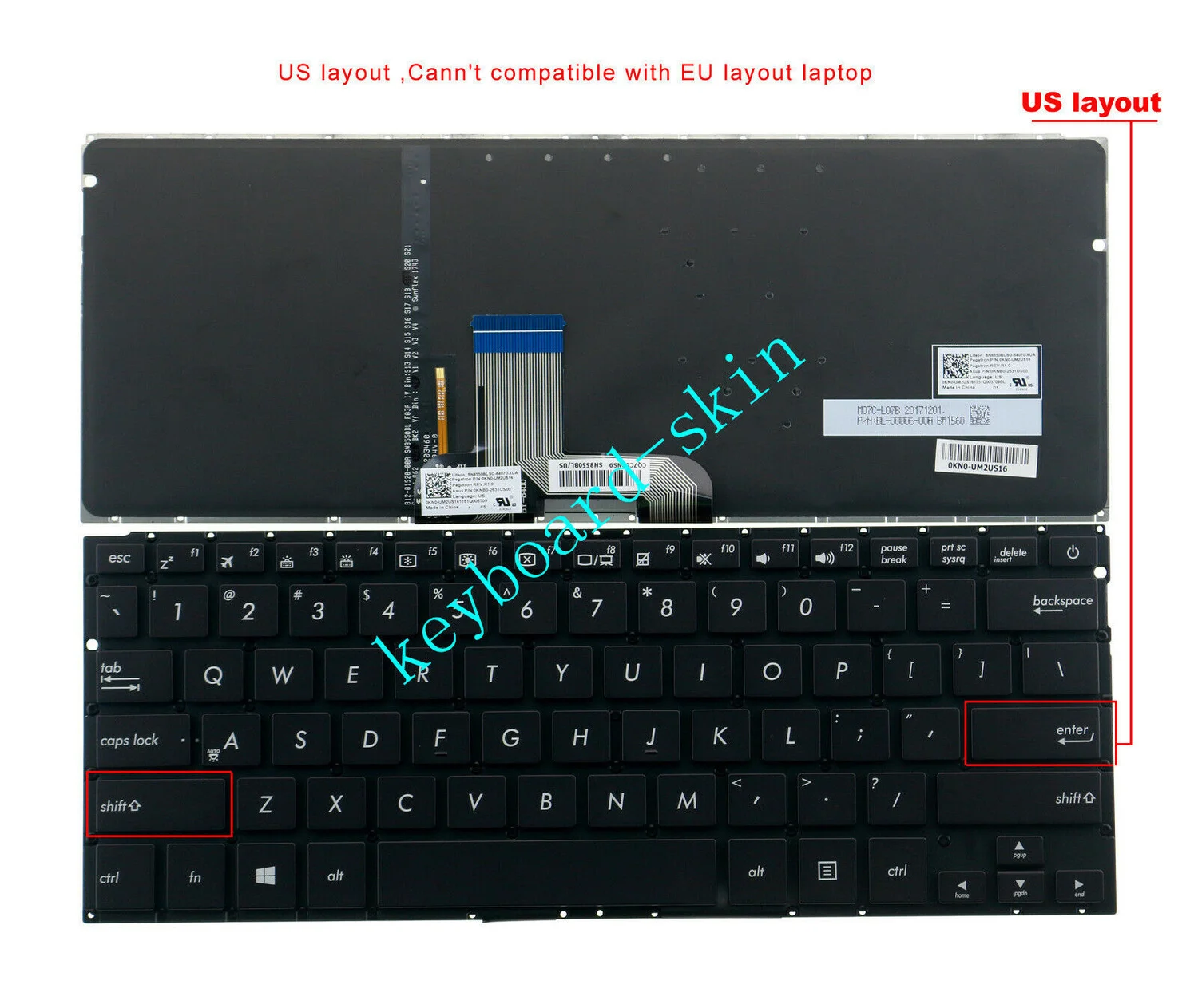 Новая клавиатура США с подсветкой для ноутбука Asus ZenBook UX310 UX310UA UX310UQ U4000 U4000U RX310 |