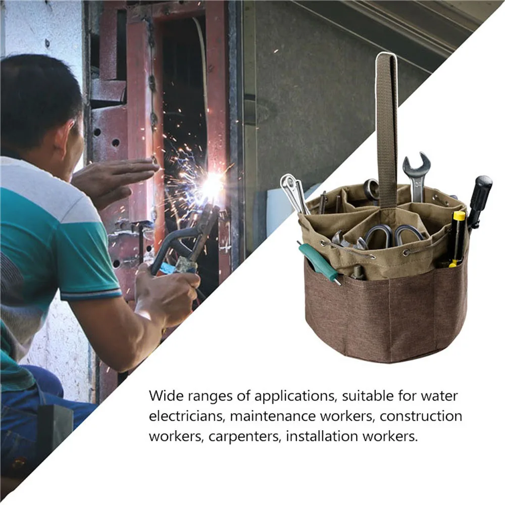 

Outdoor Canvas Cylinder Kit Bag Garden Hardware Tool Bag Portable Wear-Resistant Strong Drawstring Storage Bag Tool Organizer