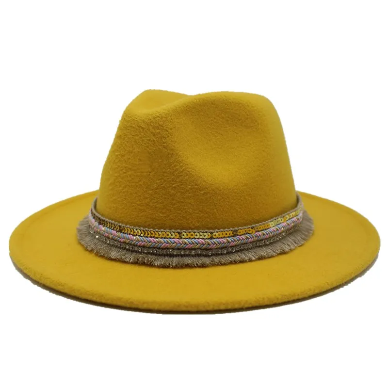 

Seioum 2019 Wool Felt Jazz Fedora Hats Caps Men Women Wide Brim Vintage Chapeau Trilby Derby Panama Cap Bowler Hat