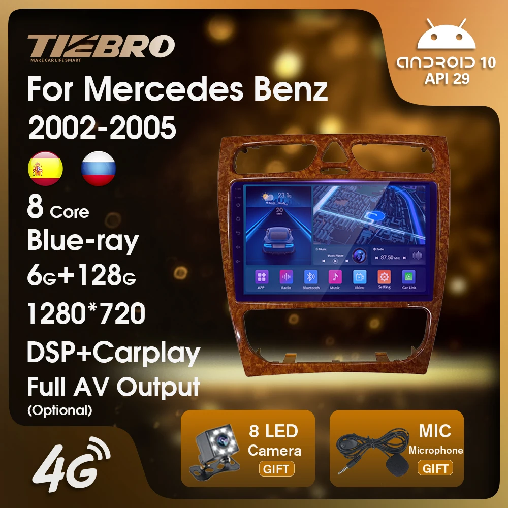 

Автомобильный радиоприемник TIEBRO 2DIN Android10.0 для Mercedes Benz C-Class 2002 2003 2004 2005 аудио для автомобилей стерео ресивер мультимедиа