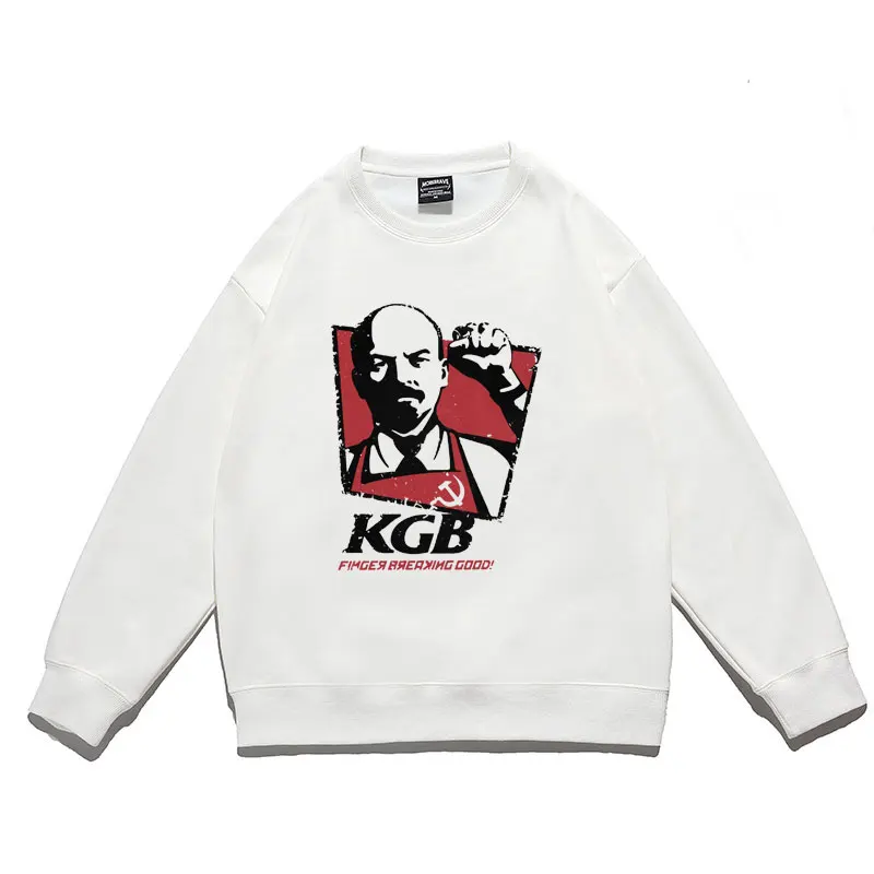 

Смешной мужской пуловер KGB Владимир Ленин Большие размеры городские свитшоты уличная одежда СССР Россия коммунизм маxism социализм пуловеры