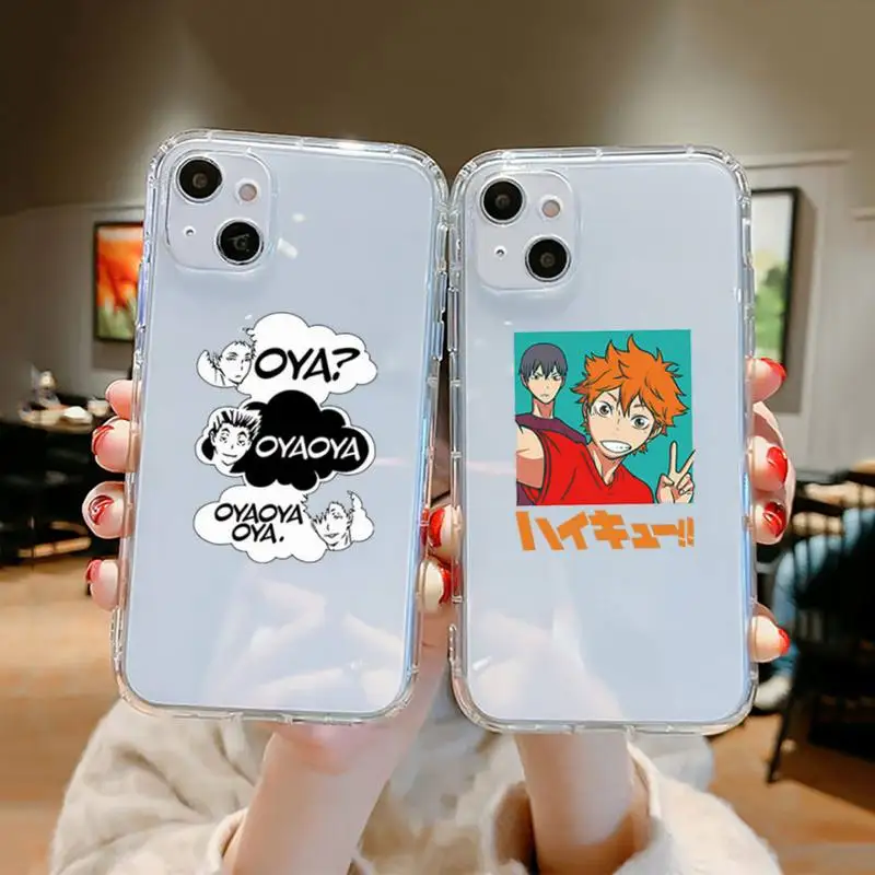 

Cute Japan Anime Oya Haikyuu Phone Case Transparent soft For iphone 12 11 13 7 8 6 s plus x xs xr pro max mini