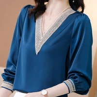 blouses femme long sleeve blouse women blusas mujer de moda 2021 elegantes v neck chiffon blouse shirt tops women blusas e665