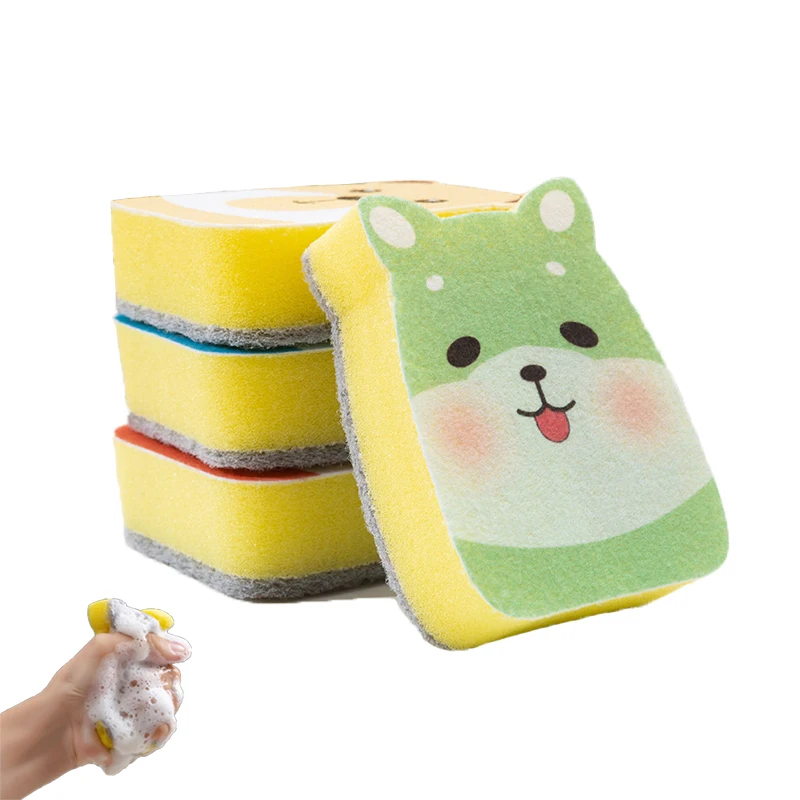 

Cute Animal Sponge Car Washing Rich Foam Strong Detergency Kitchen Scrubb Small Cartoon Pattern Cleaning Sponge