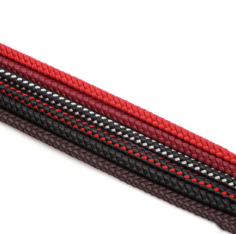 Плетеная веревка из микрофибры 7-8 мм + 1 м кожаная для браслетов сделай сам