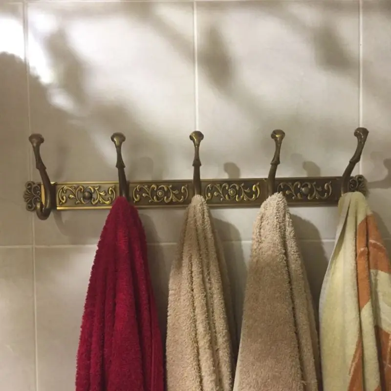 

Robe Hooks Luxury Bathroom Wall Carving Antique Robe Hooks 5 Row Hook Coat Hange 449C