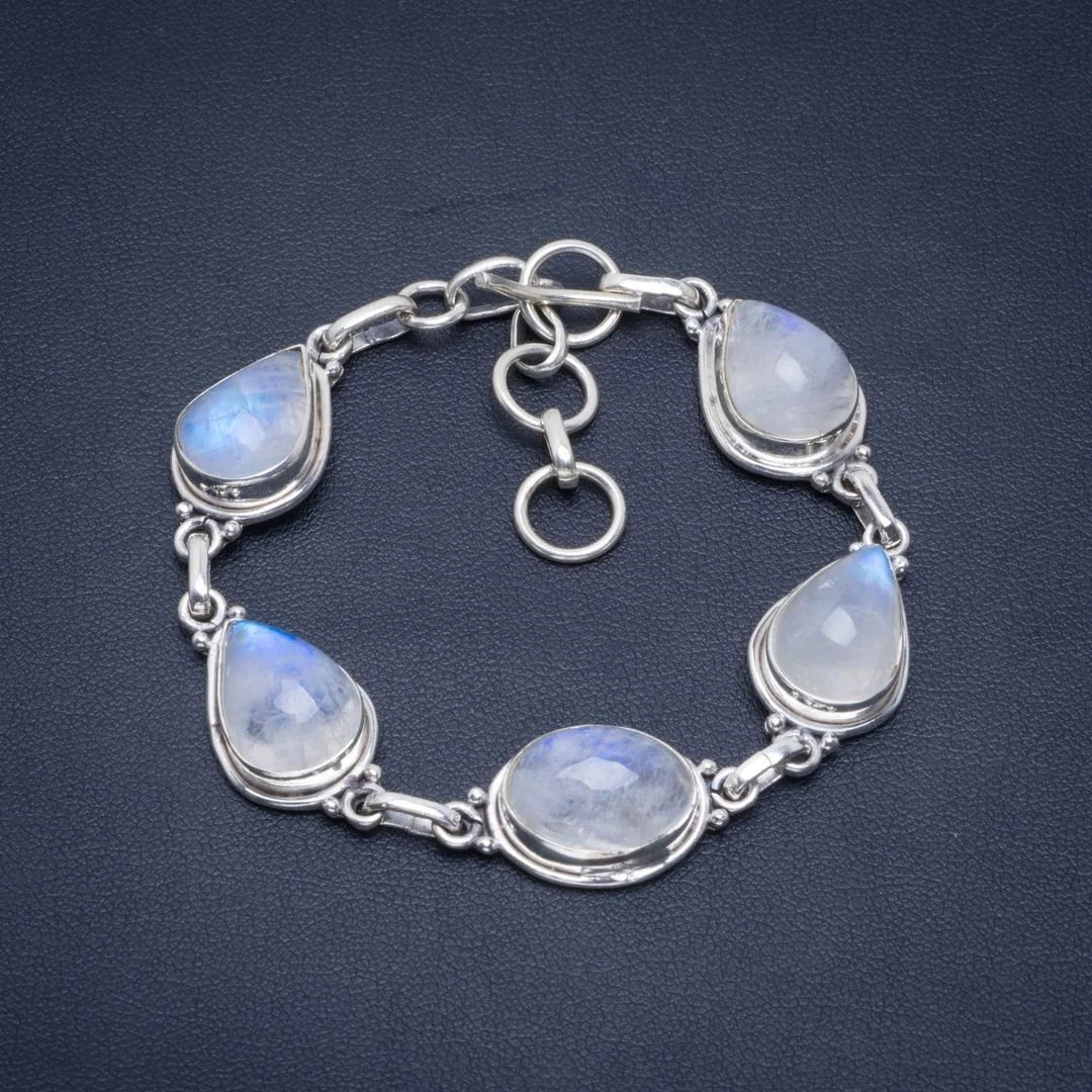 Натуральный Радужный Лунный Камень ручной работы уникальный 925 пробы Серебряный