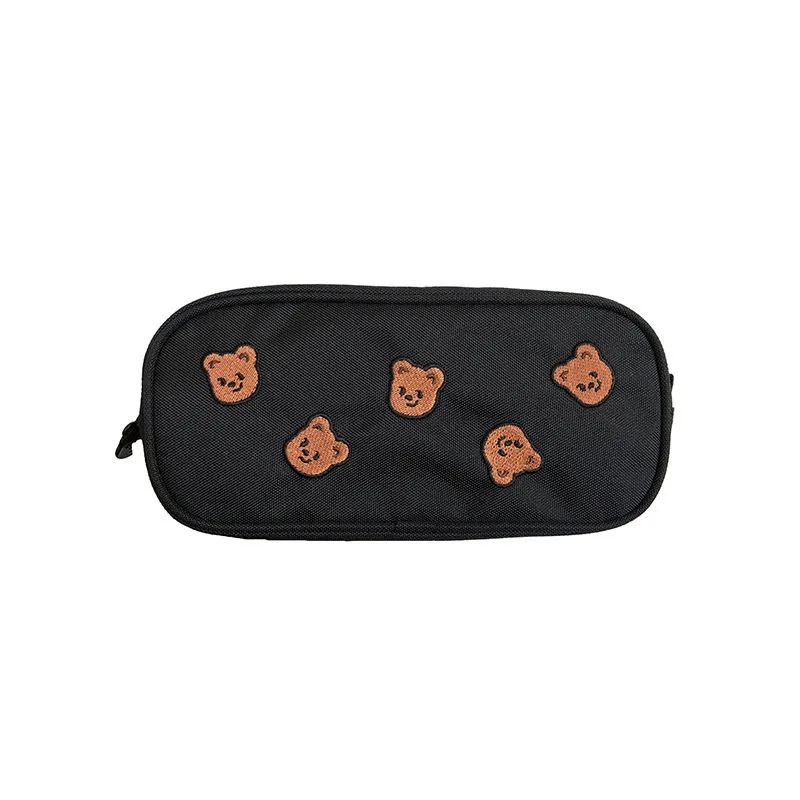 Чехол для карандашей Kawaii Bear в Корейском стиле с вышивкой холщовая Большая