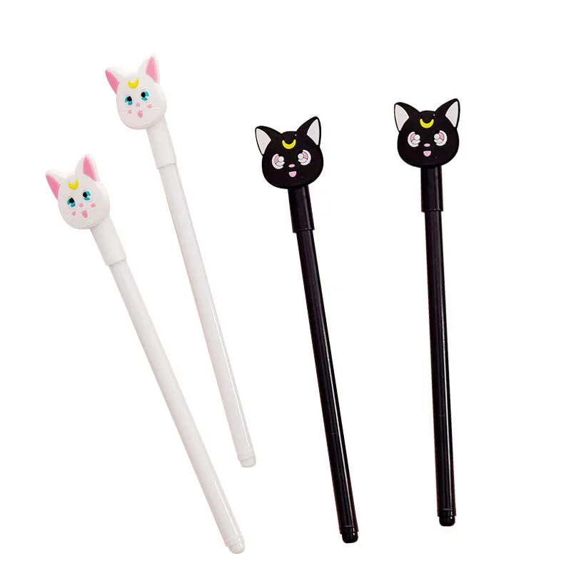 24 Pcs Creative Cartoon Moon Cat Gel Pen Student Examination Writing Stationery Office Supplies Small Fresh and Lovely Sign Pen