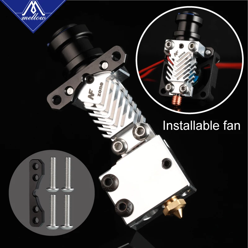 

Mellow 3D Printer NF Zone-Volcano Heater Block Kit E3D V6 J-head Hotend with Cooling Fan For Bowden Extruder V6 Volcano Nozzle