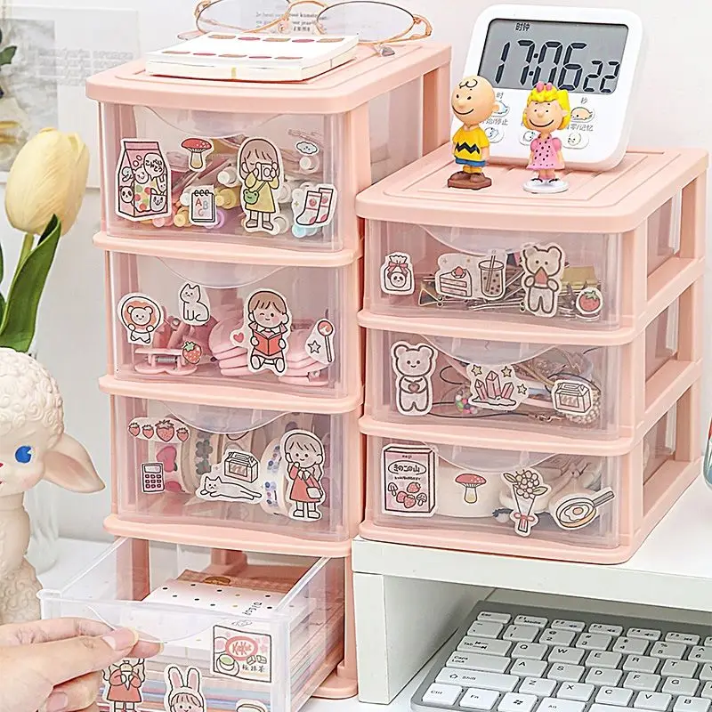 

Cosmetics Drawer Organizer Desktop Student Multi-layer Stationery Headdress Storage Box Plastic Transparent Storage Drawer