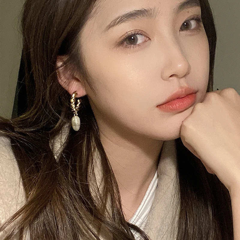 INS/в стиле ретро в форме сердца Серьги с жемчугом европейском и американском