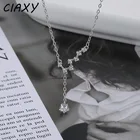 Ожерелье CIAXY из стерлингового серебра 925 пробы с подвеской в виде большой капли для женщин, цепочка с подвеской из суперсказочного циркония со звездами, ювелирные изделия