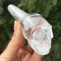 natural clear crystal quartz skull rock wand smoking pipes