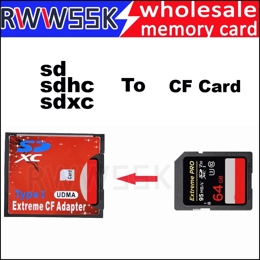 Совершенно новый SD SDHC SDXC карта к CF Compact Flash Type I адаптер до 256 ГБ|Адаптеры карт
