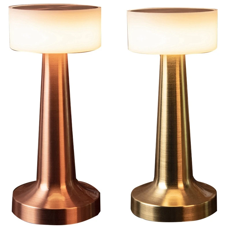 

2 Set Pressure Sensor Table Lamps,Desk Lamp,Rechargeable Led Stand Light,For Bar/Bedroom Restaurant, Bronze & Golden