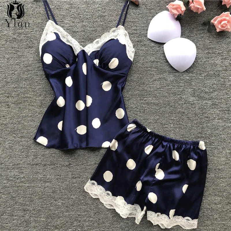 

Новые пижамы для женщин, из сатина с глубоким v-образным вырезом, пижамный комплект, комплект одежды для девочек; Одежда без рукавов в стиле с...