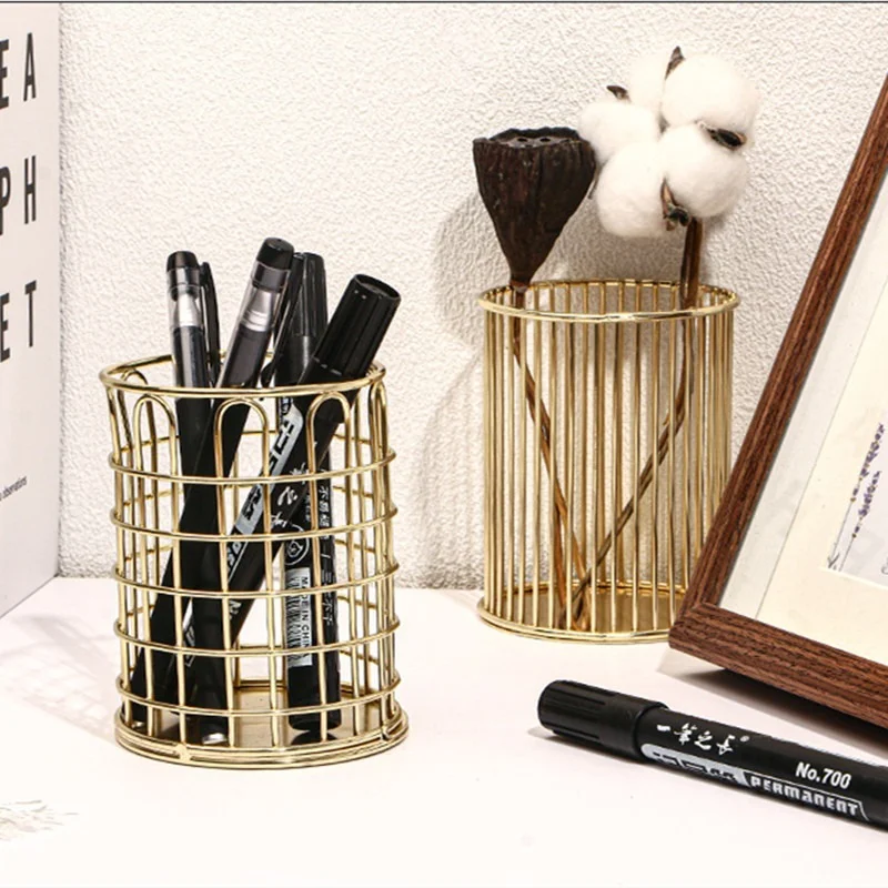 Cosmetics Makeup Brushes Storage Box Cylindrical Case Lipstick Brush Pen Holder Organizer Wrought Iron | Дом и сад