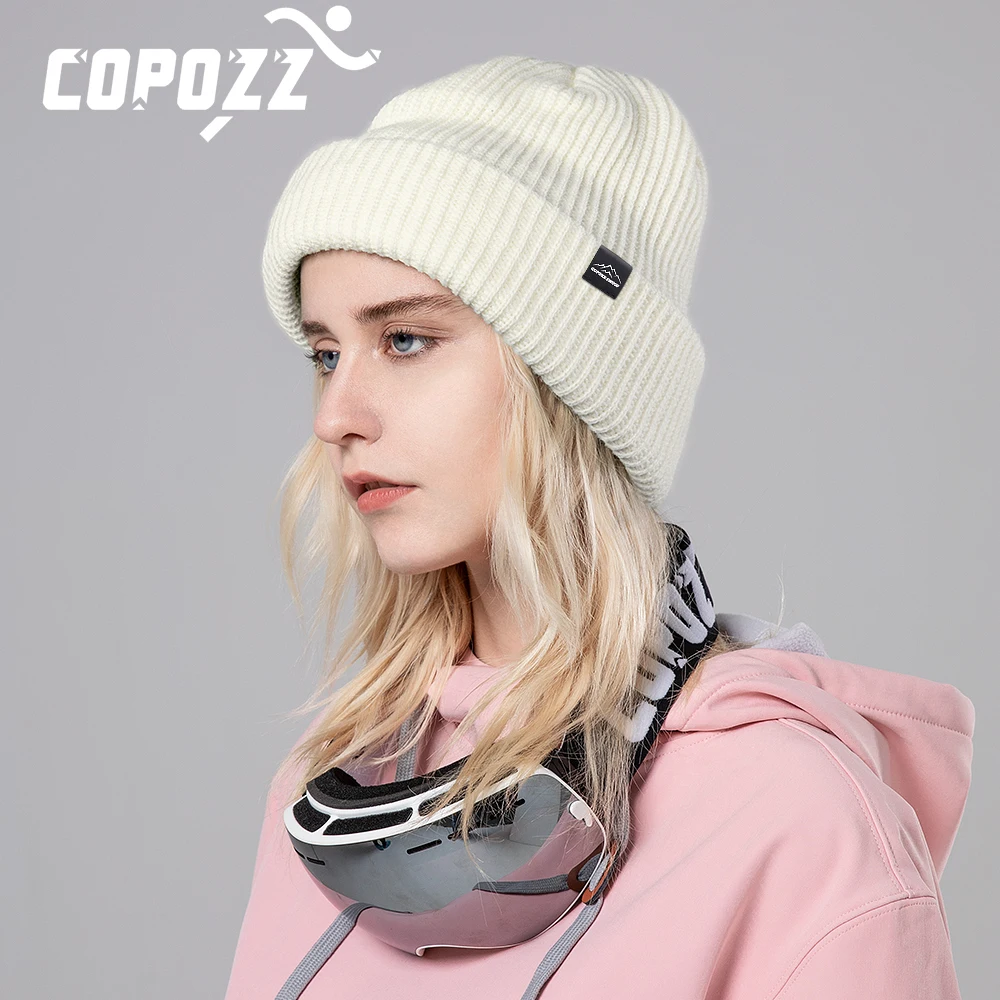 

2023 New Winter Windproof Ski Knitted Cap Unisex Solid Color Wool Warm Thick Casual Hedging Cap Ski Beanies Hats for Men Women