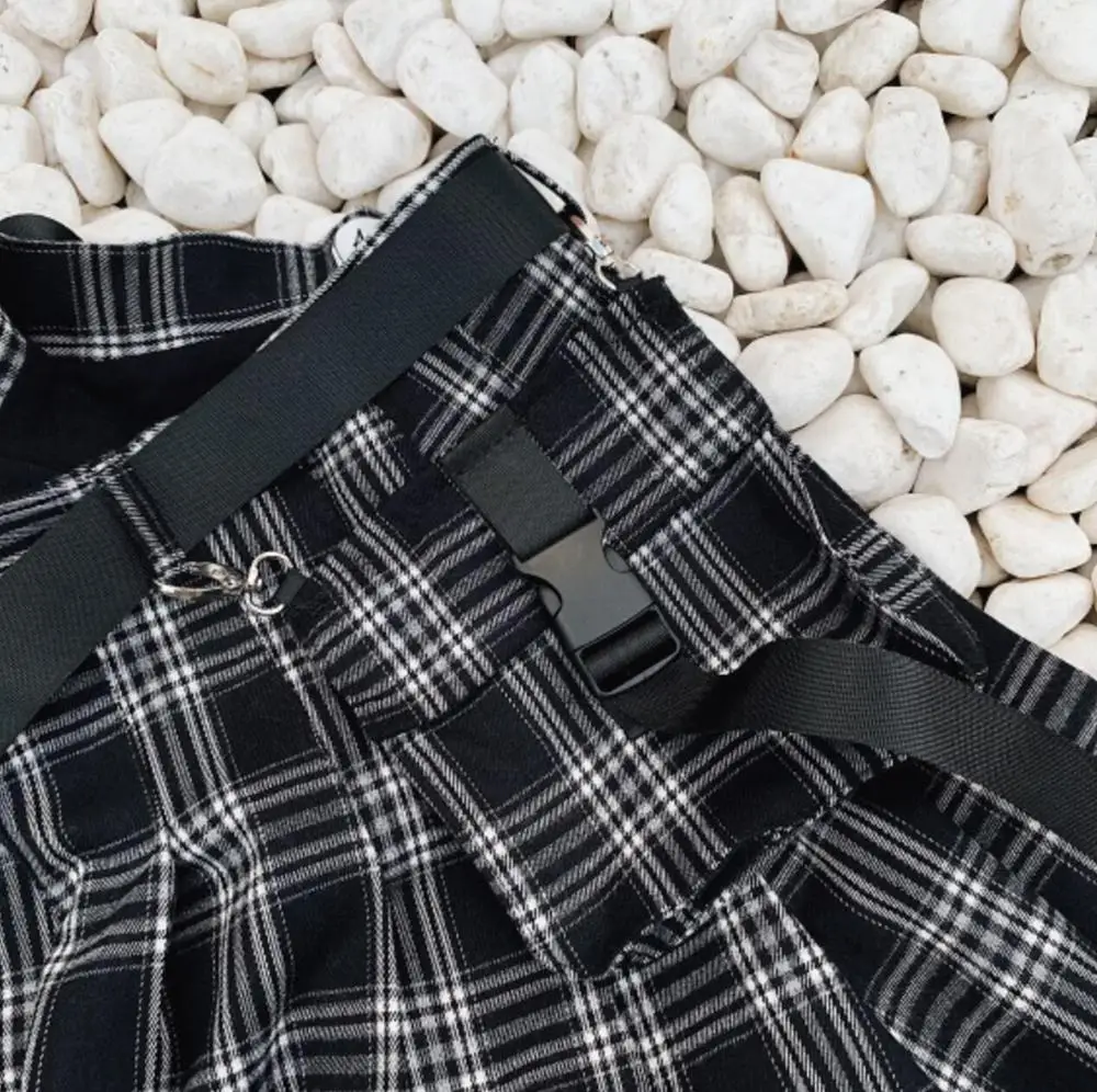 Bazaleas Готический боковой карман юбки женские панк faldas mujer moda Сексуальная шотландская плиссированная юбка saias мини юбка Прямая поставка