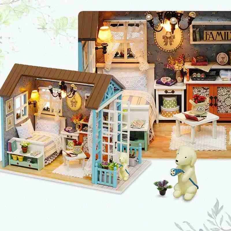 1 Набор игрушечный кукольный домик сделай сам миниатюрный деревянный пазл для