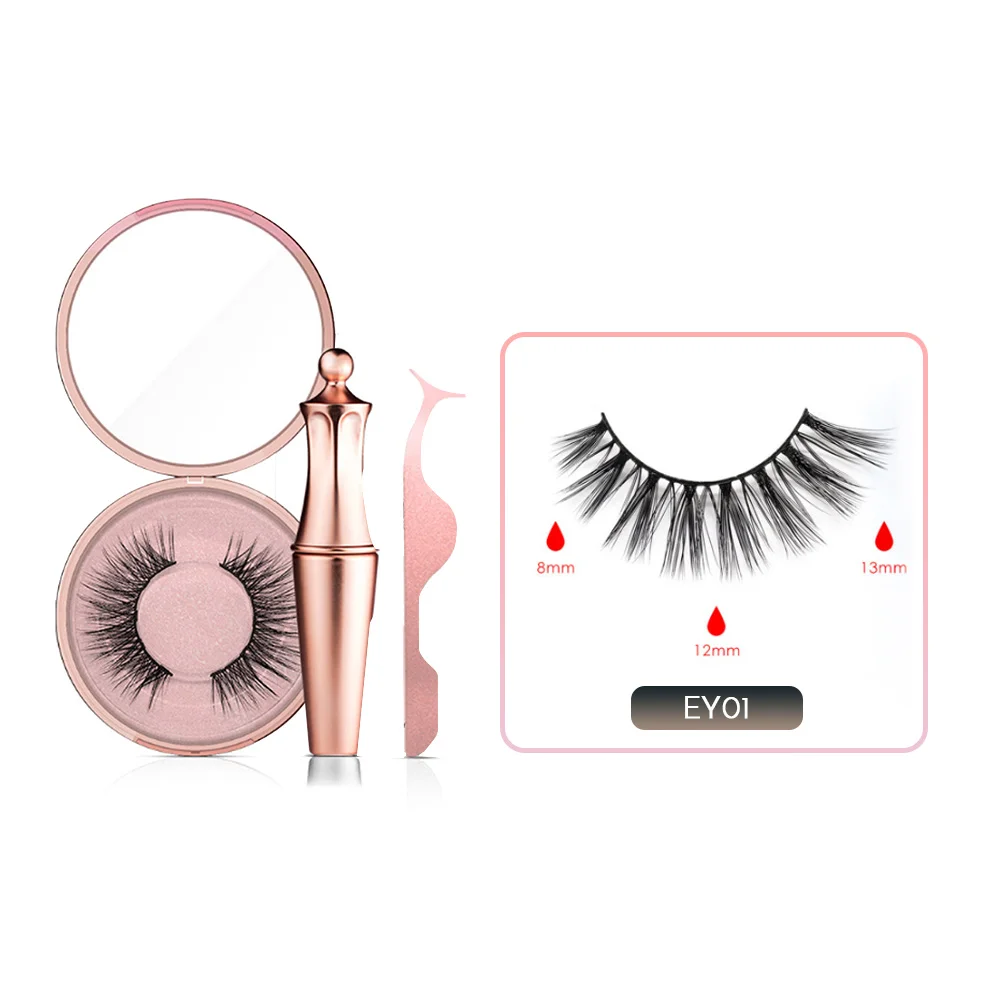 EY01 set 5 Magnetic Eyelashes natural False Eyelashes Magnet Lashes Magnetic Liquid Eyeliner& Magnetic False Eyelashes& Tweezer Set - Цвет: EY01 set