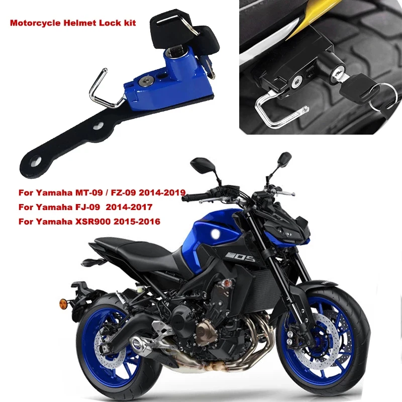 

MT09 FJ09 XSR900 Motorcycle Helmet Lock Kit Aluminum with 2 Keys fits for Yamaha MT-09/FZ-09 14-19, FJ-09 14-17, XSR900 15-16