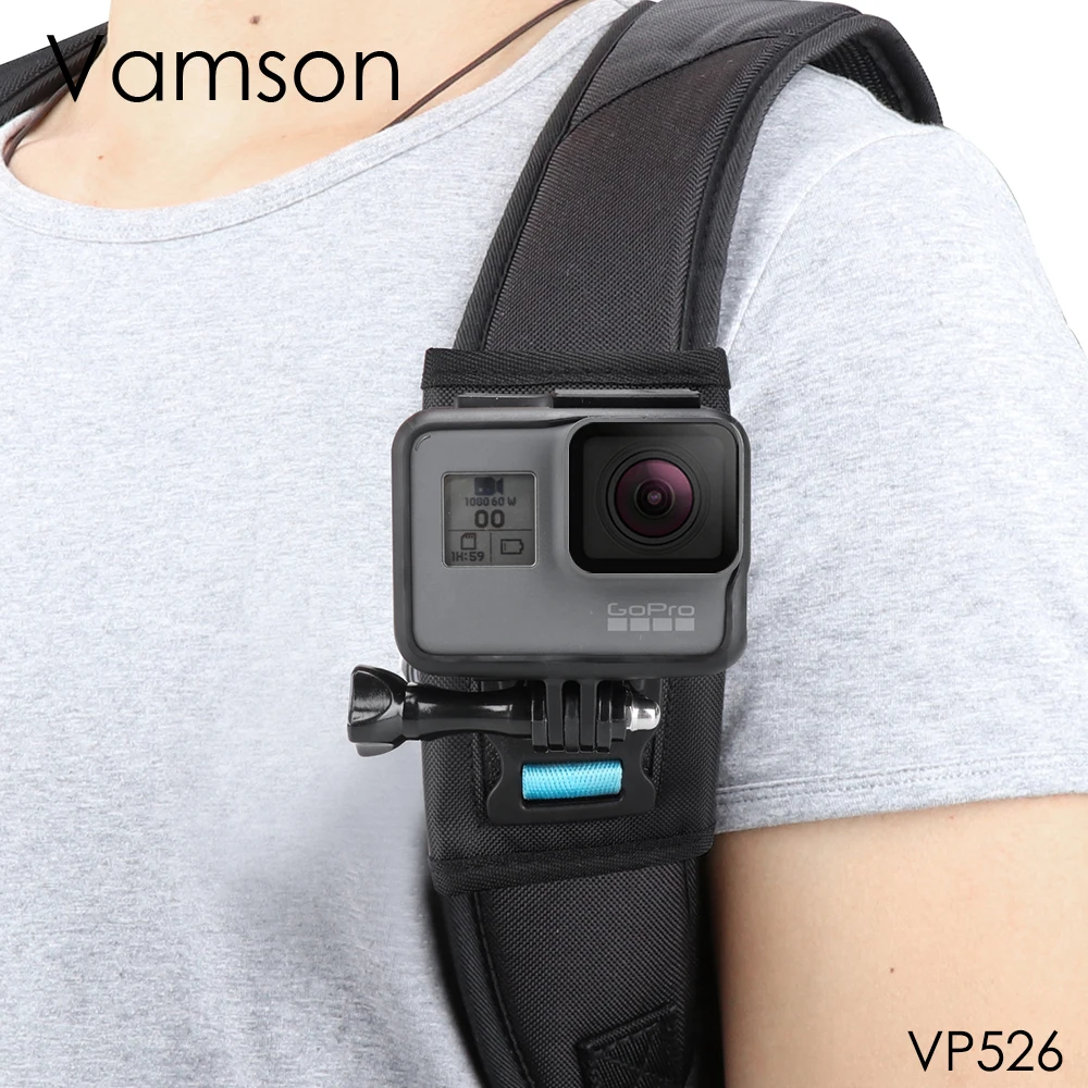 

Vamson for Gopro 10 9 8 7 6 5 session Accessories Backpack Clip 360 Degree Rotatable Fixed Bracket Base for DJI for Yi 4K VP526