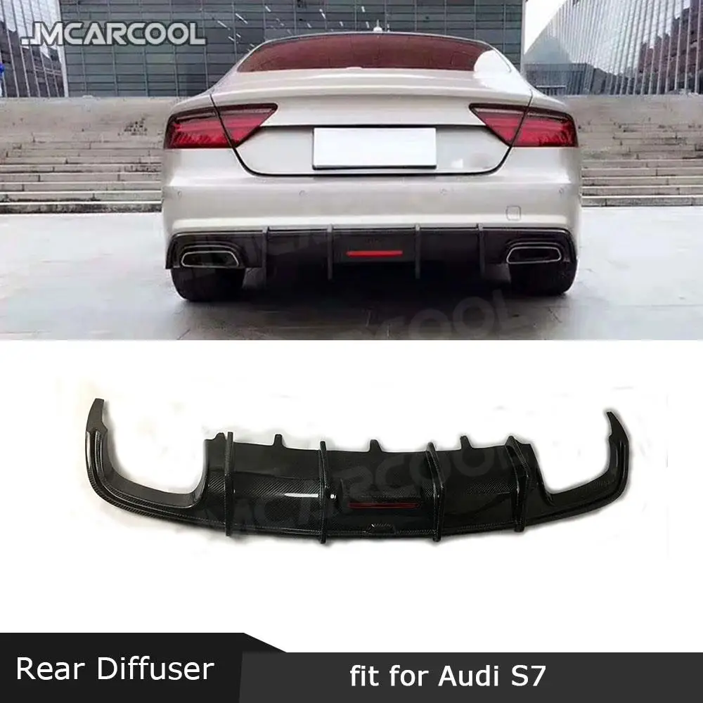

Carbon fiber Rear Lip Spoiler K Style Diffuser For Audi A7 S7 Sport 2016-2018 FRP Fins Shark Style Skid Plate Bumper Guard