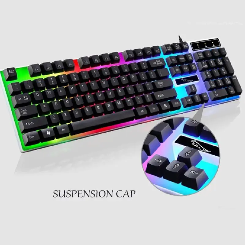 

USB Charging Light Keyboard and Mouse Kit Rainbow LED Gaming Equipment for PS4