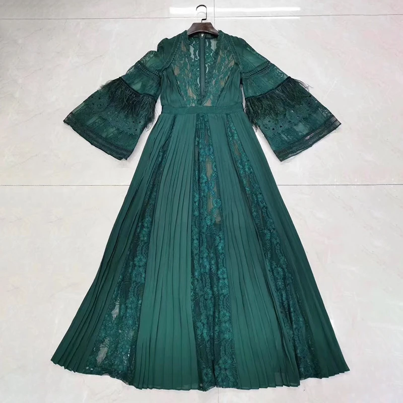 Кружевное платье для женщин с длинным рукавом прозрачное Макси-платье в пол |