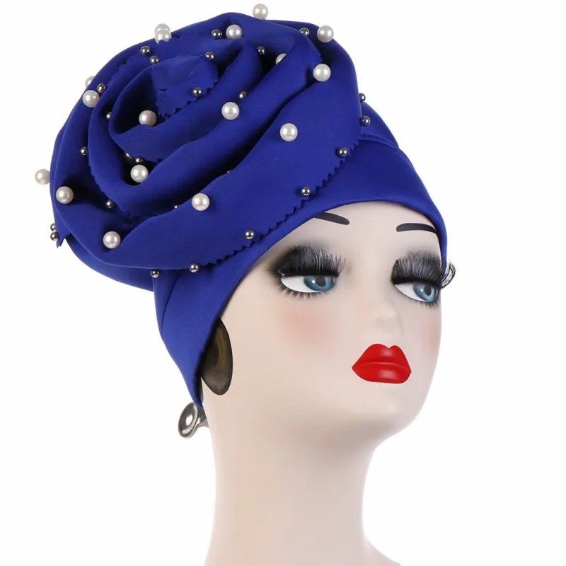 Мусульманские шапки тюрбаны для женщин модные банданы с цветами и жемчугом