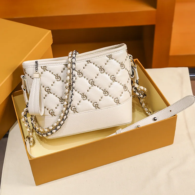 

2020 New Women's Bag Double Chain Wandering PU Bags Single Shoulder Handbag Dress Satchels Slanting Bucket Designer Bag