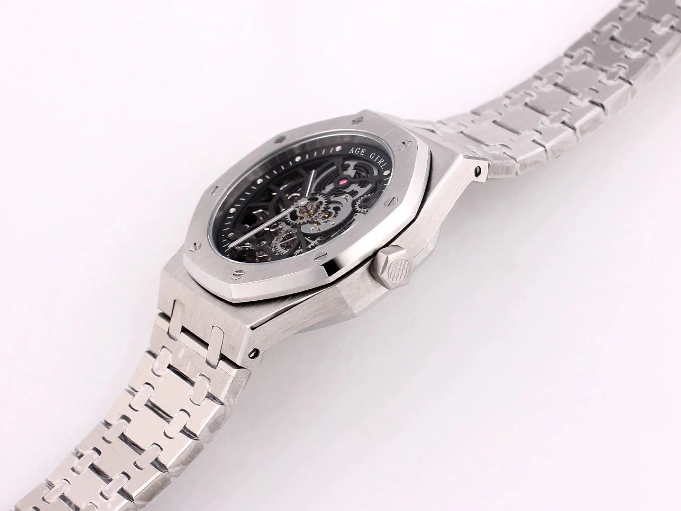 

Luxury Brand New Men Automatic Mechanical Sapphire Silver White Black Stainless Steel Watch Tourbillon Skeleton Sport Watches