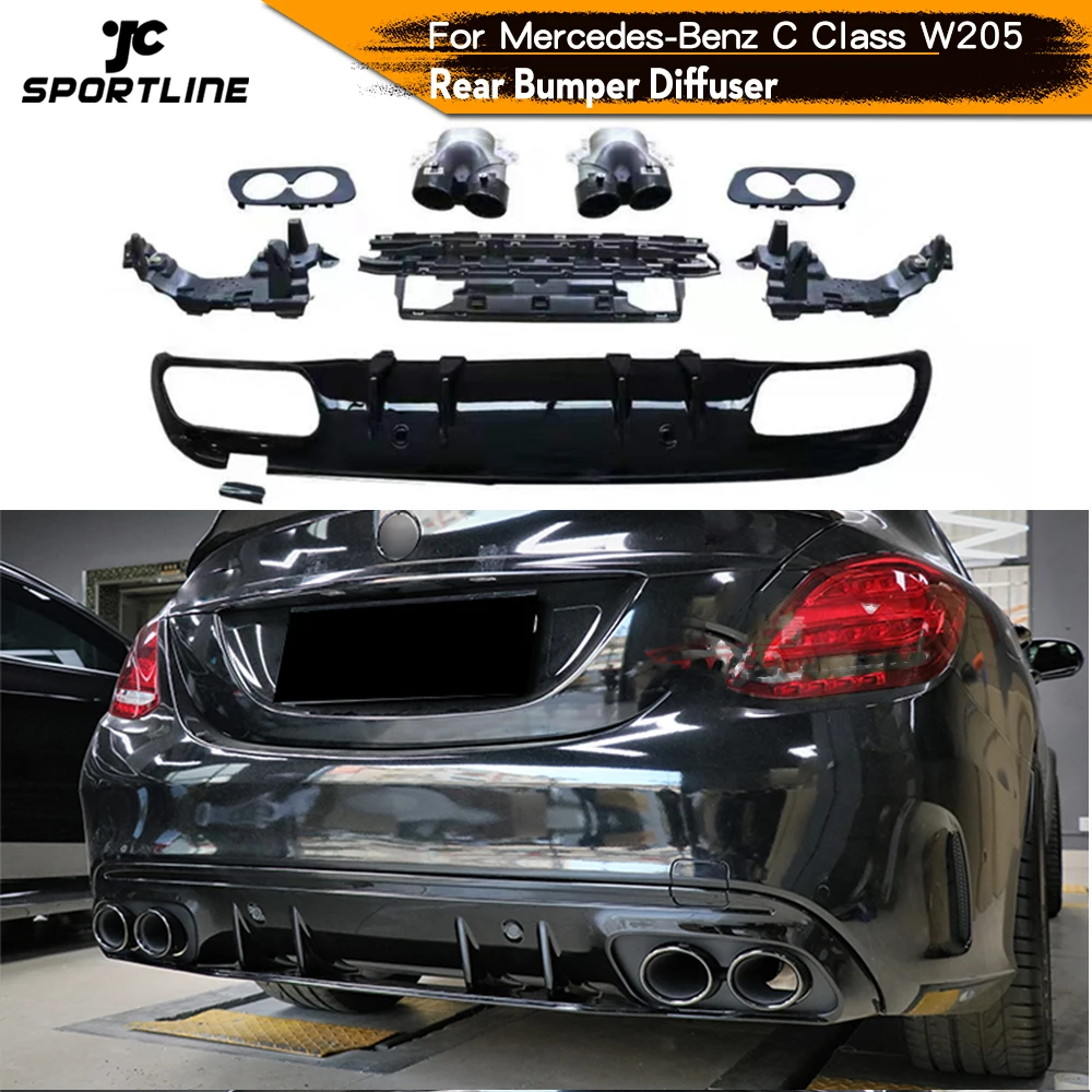 Диффузор заднего бампера для Mercedes Benz C Class W205 Sport Sedan 4 двери 2015-2019 задний диффузор