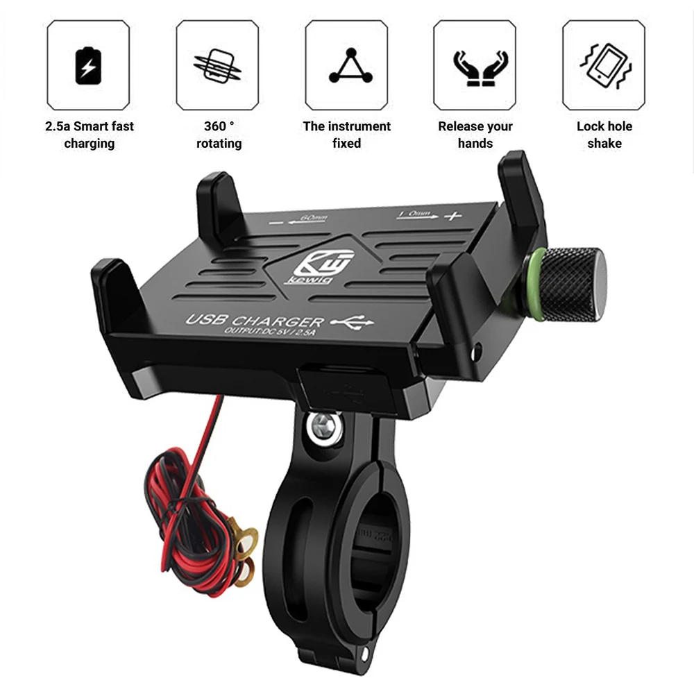

Aluminum Alloy Motorbike Bracket Mounts Holders with USB Charger for Phones