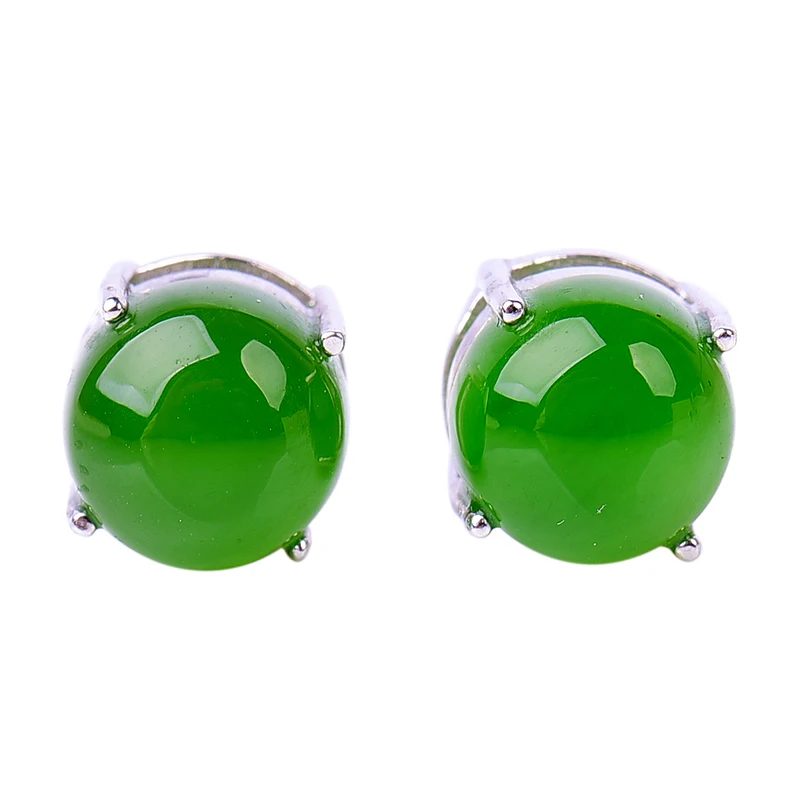 

Jade earrings 925 silver small women's earrings jewelry Emerald Gemstone stones sterling silver vintage Green chalcedony