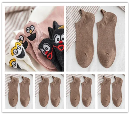 8 Женские носки, 5 пар, женские хлопковые носки с вышивкой Kawaii, короткие носки, женские носки-башмачки, женские повседневные носки - Цвет: 8