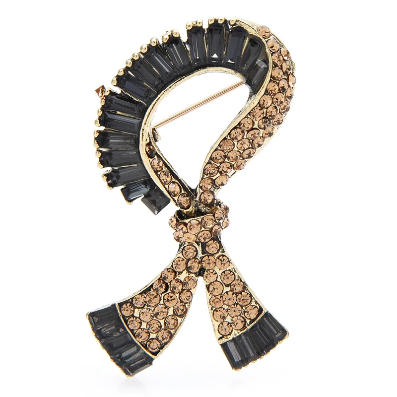 

Wuli&baby Retro Cravat Brooches For Women 3-color Rhinestone Bowknot Party Brooch Pins New Year Gifts