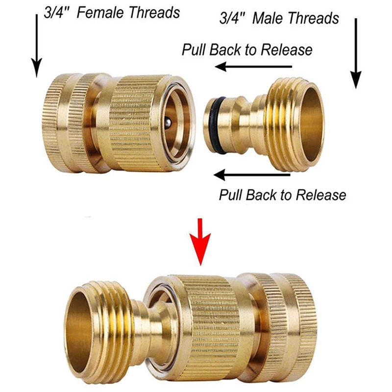Садовый шланг быстроразъемные соединители твердая латунь 3/4 дюйма резьба легко