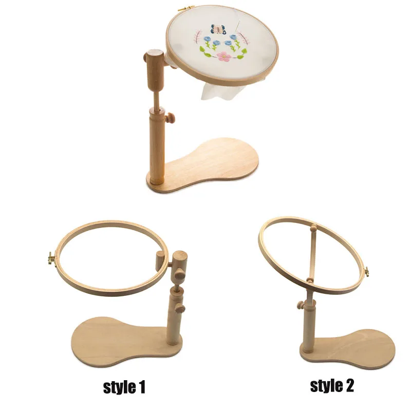 

1 Piece 21/24/28/30cm Wooden Cross Stitch Frame Round Desktop Embroidery Frame Adjustable Rotary Hand Embroidery Stretch